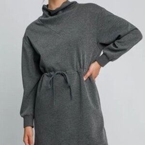 Umgee Knit Tie Waist Dress | NWT | Cozy Funnel Neck | Charcoal | Sizes S M L